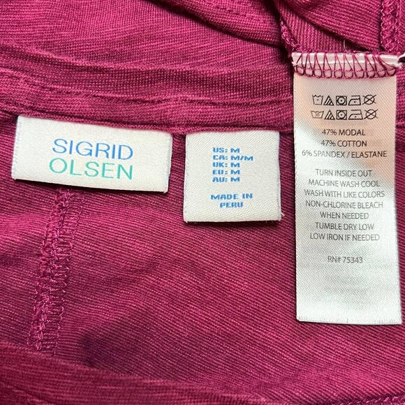 Sigrid Olsen Tee Shirt Tunic Womens M Dark Heathered Red Long Sleeve - Picture 8 of 11